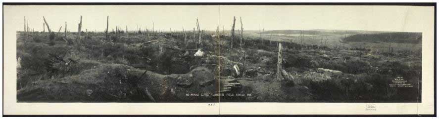 A 1918 photograph of No Man's Land in Flanders. (The archives of the Imperial War Museum in London, UK.)